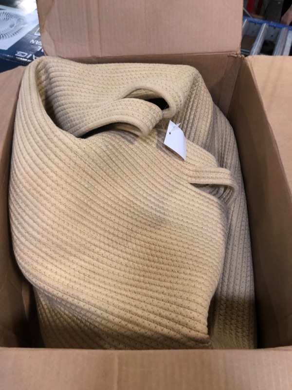 Photo 1 of 22"x14"x18" Rectangular Extra Large Storage Basket with Lid, Cotton Rope Storage Baskets, Laundry Hamper, Toy Bin, for Toys Blankets Storage in Living Room, Baby Nursery, All Beige All Beige 22x14x18 Inch (Pack of 1)
