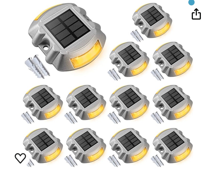 Photo 1 of VOLISUN Solar Deck Lights Driveway Dock Lights, 12-Pack Led IP67 Waterproof Outdoor Warning Step Lights for Driveway Sidewalk Garden Pathway Yard(Warm White) missing 2 