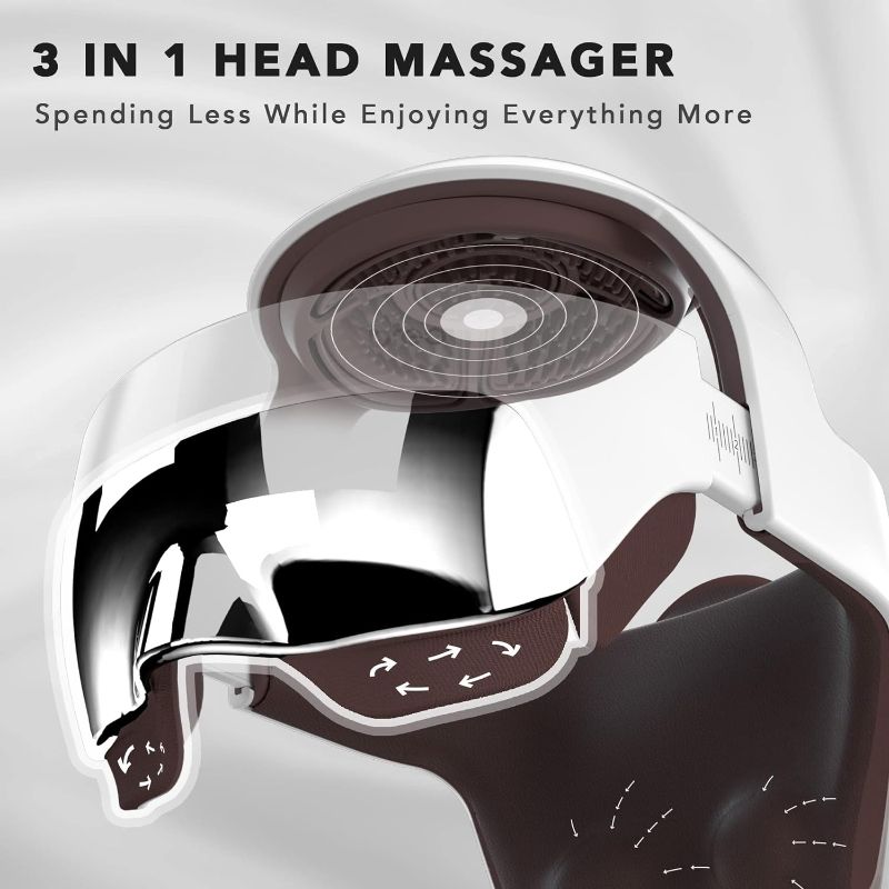 Photo 1 of  Electric Head Massager, Eye & Neck Massage Helmet with Heat, Kneading, Pressure, APP Control Scratcher for Relax