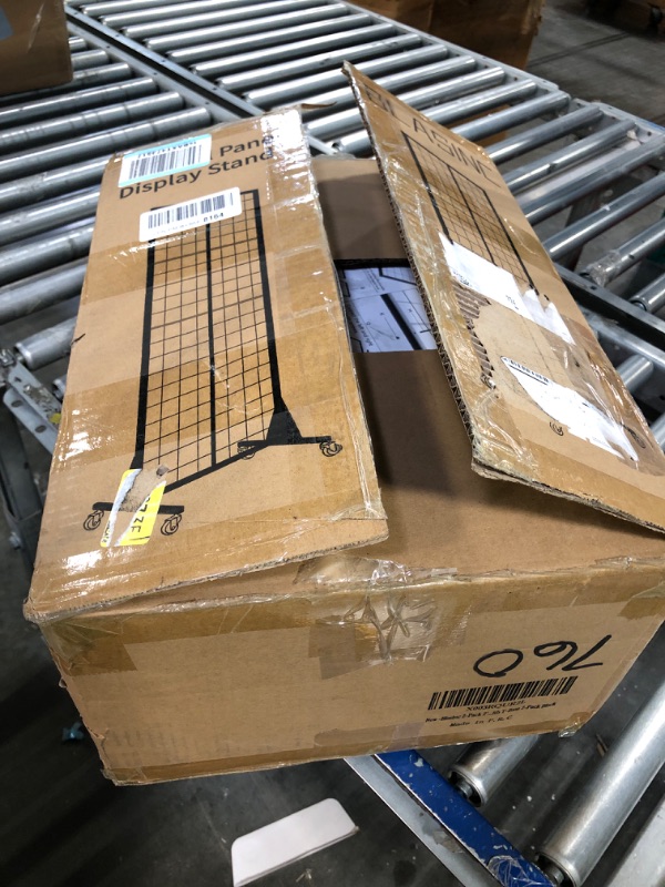 Photo 1 of 2-Pack 2'x5.5' Ft Gridwall Panel Display Stand Heavy Movable Floorstanding Grid Wall Panels Retail Display Rack Craft Show Wire Grid Wall with T-Base 2-Pack Black