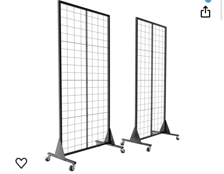Photo 1 of 2-Pack 2'x5.5' Ft Gridwall Panel Display Stand Heavy Movable Floorstanding Grid Wall Panels Retail Display Rack Craft Show Wire Grid Wall with T-Base 2-Pack Black