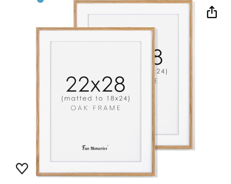 Photo 1 of 22x28 Wood Picture Frame, Large Poster Frame 22 x 28, 2 Pack Wood Frames 22x28 with Real Glass, 22x28 Frame with Mat for 18x24, Minimalist Wooden Frame Art Frame 22 by 28