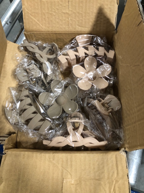 Photo 1 of 8PCS Flower Claw Clips nd Variety Pack for Thick Hair,Women Non-Slip Hair Accessories with Multi-Styles, Neutral Colors a, Ideal for Girls Beige/Milk coffee