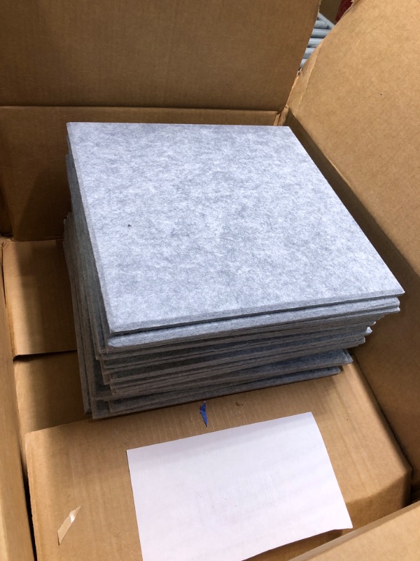 Photo 2 of 18 Pack Gray Acoustic Panels 12"X12"X 0.4" Soundproof Wall Panels Wall Decoration Sound Absorbing Panel High-Density Sound Deadening Panels Acoustic Treatment Panel For Home Studio Square gray-square