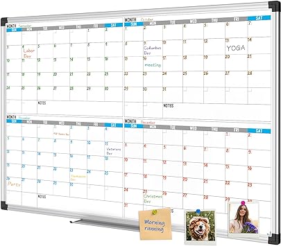 Photo 1 of XBoard Magnetic Calendar Whiteboard 36" x 24", 4 Months Calendar Dry Erase Board, Silver Aluminium Framed White Board Planner for Home School Office Organization 36" x 24" - 4 Months