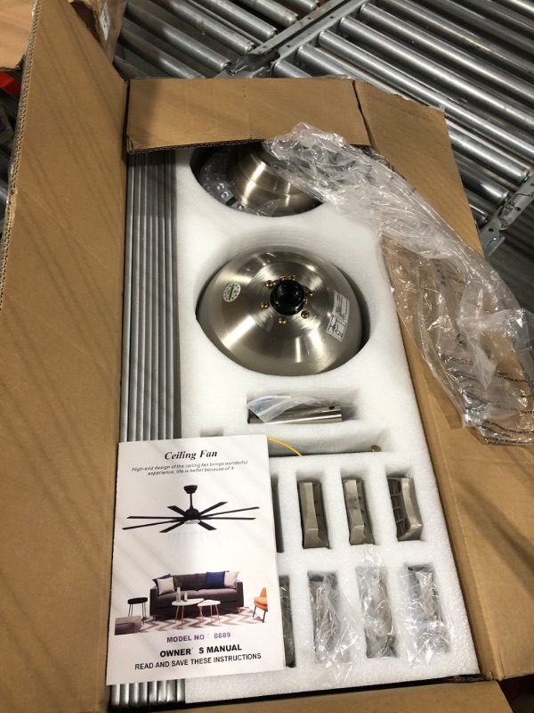Photo 3 of ********MISSING PIECES//NON FUNCTIONAL//SOLD AS PARTS ONLY********72 Inch Large Ceiling Fans with Lights and Remote, Indoor Outdoor Silver Modern Ceiling Fan for Living Room Bedroom Patio, 6 Speeds, Reversible Quiet DC Motor, Dual Finish Wooden Blades 72'