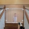 Photo 1 of Babelio 26-43" No Bottom Bar Baby Gate for Babies, Elders and Pets, 2-in-1 Hardware Mount Dog Gate for The House, Stairs and Doorways, Safety Pet Gates with Large Walk Thru Door, White
