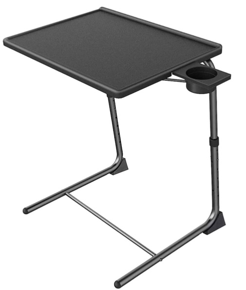 Photo 1 of Adjustable TV Tray Table - TV Dinner Tray on Bed & Sofa, Comfortable Folding Table with 6 Height & 3 Tilt Angle Adjustments (Black)