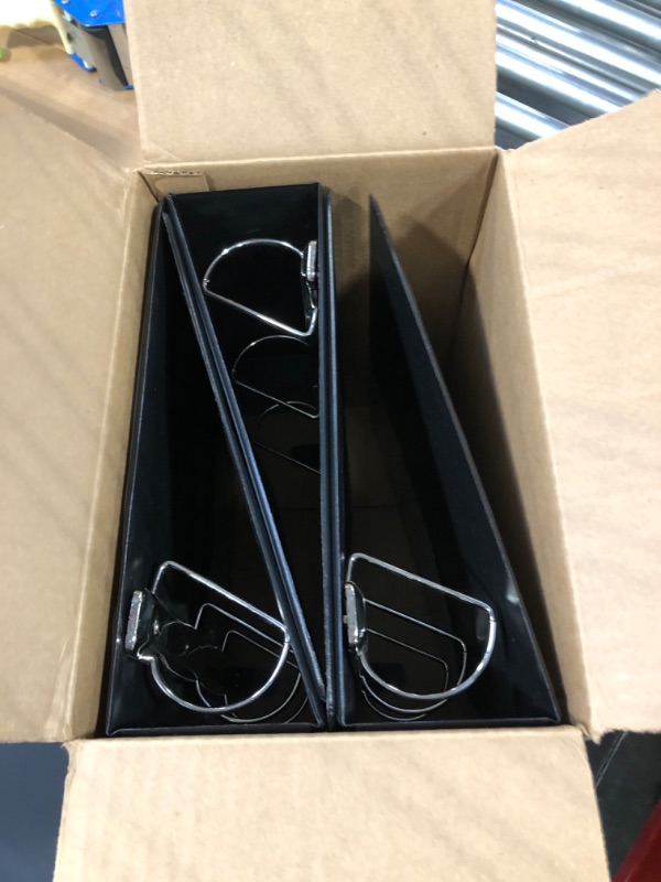 Photo 1 of 4 Pack of 2.5” Smooth Opening Angle D-Ring View Black Binders, Professional Presentation Folder for Standard Pages with Inside Pockets, and Customizable Clear View Binder PVC-Free