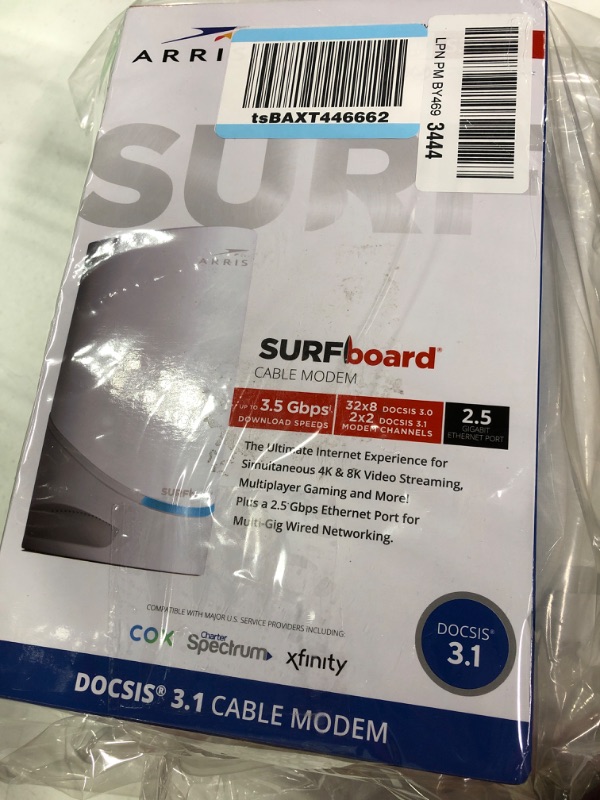 Photo 2 of ARRIS Surfboard S33 DOCSIS 3.1 Multi-Gigabit Cable Modem | Approved for Comcast Xfinity, Cox, Spectrum & More | 1 & 2.5 Gbps Ports | 2.5 Gbps Max Internet Speeds | 4 OFDM Channels | 2 Year Warranty DOCSIS 3.1 Modem Only Router System
