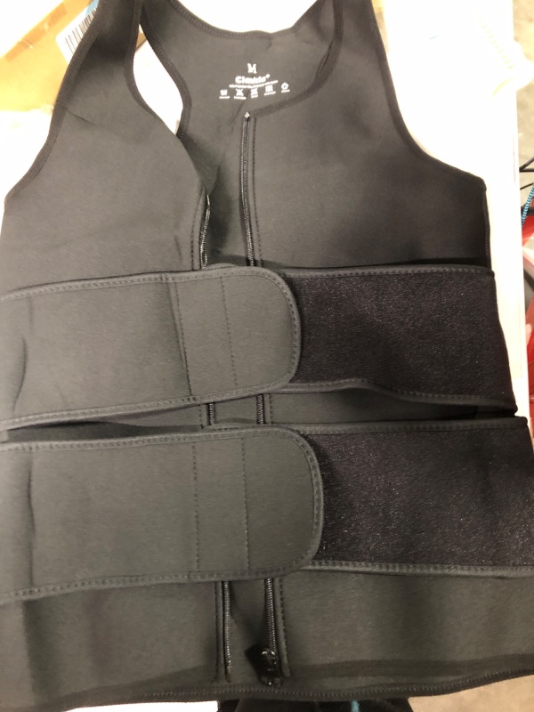 Photo 1 of Cimkiz Sauna Vest for Mens Waist Trainer Zipper Neoprene Sauna Suit Tank Top Black With Belt Medium