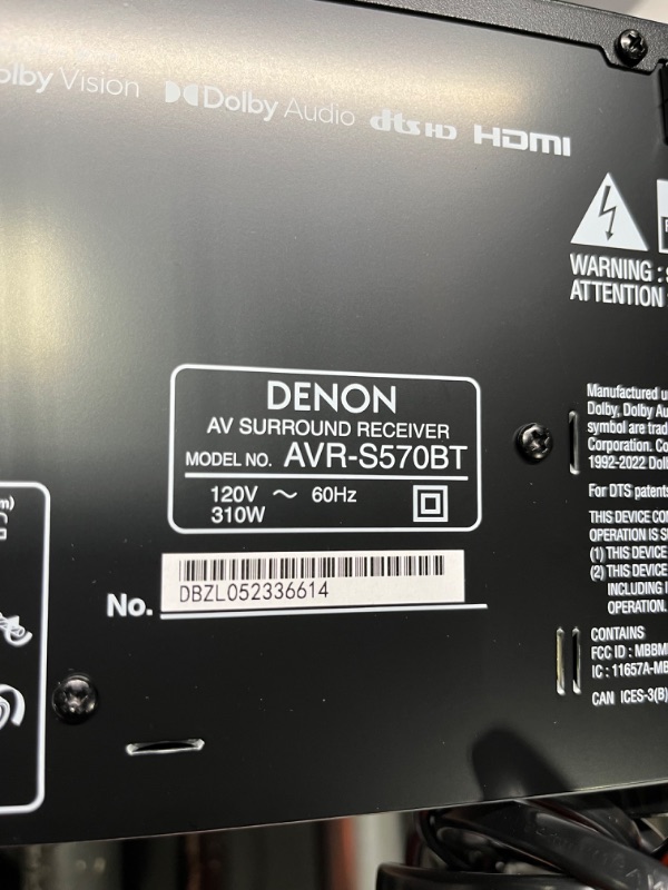 Photo 6 of Denon AVR-S570BT (2022 Model) 5.2 Channel AV Receiver - 8K Ultra HD Audio & Video, Enhanced Gaming Experience, Wireless Streaming via Built-in Bluetooth, (4) 8K HDMI Inputs, Supports eARC