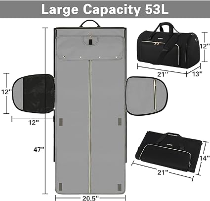 Photo 1 of  Convertible Garment Bag with Detachable Hanging Suit Bag, Carry on Travel Duffel Bag 