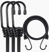 Photo 1 of Yuxh Bungee Cords Heavy Duty Outdoor 2ft Bungee Straps with Hooks Black Bunji Cord 24inch4Pcs 24inch-4Pcs