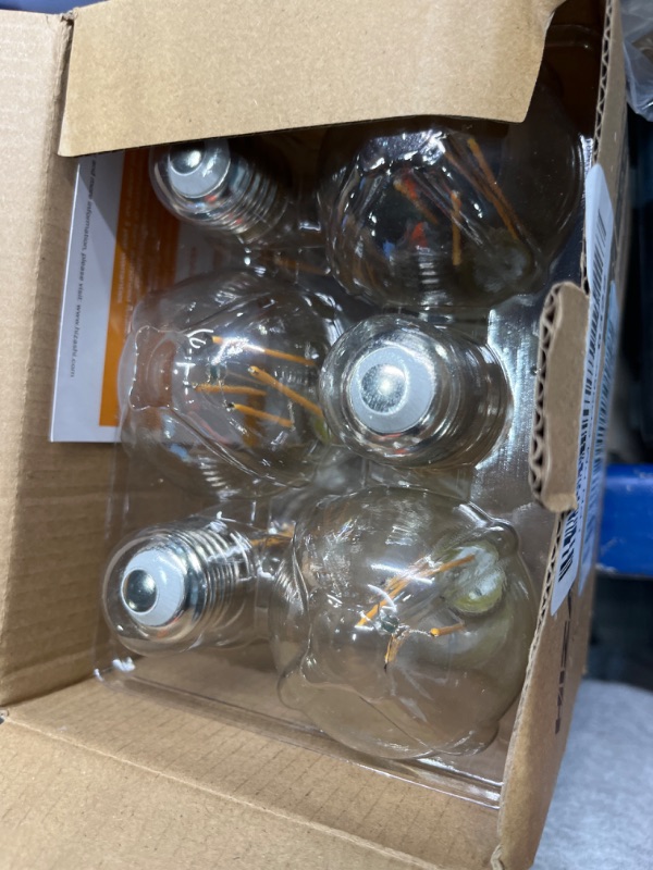 Photo 2 of Hizashi Edison Bulbs Dimmable, E26 LED Bulb 60 watt, 2700K Soft Warm White, ST19 Vintage Light Bulbs, 95+CRI, UL Listed, 700LM 6W, Clear Glass, Pack of 6 Warm White 2700k 6 Pack