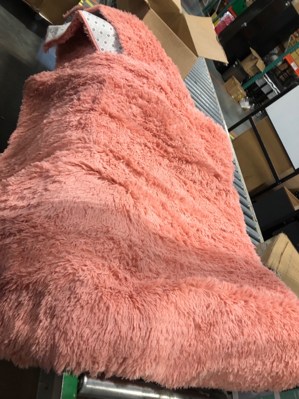 Photo 1 of Extra Large Area Rug 8x10 Feet, Pink Shag Rug for Kids Room Baby Girls, Fluffy Shaggy Carpet for Bedroom Living Room Nursery Playroom Dorm, Cute Room Decor, Coral Pink
