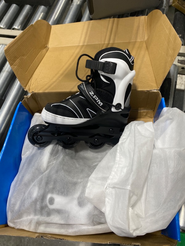 Photo 2 of 2PM SPORTS Kids Adjustable Inline Skates Ages 4-12, Youth Inlie Skates for Girls Boys 5-8 8-12 with Full Light Up Wheels, Beginner Women Adult Skates White Small - Little Kid