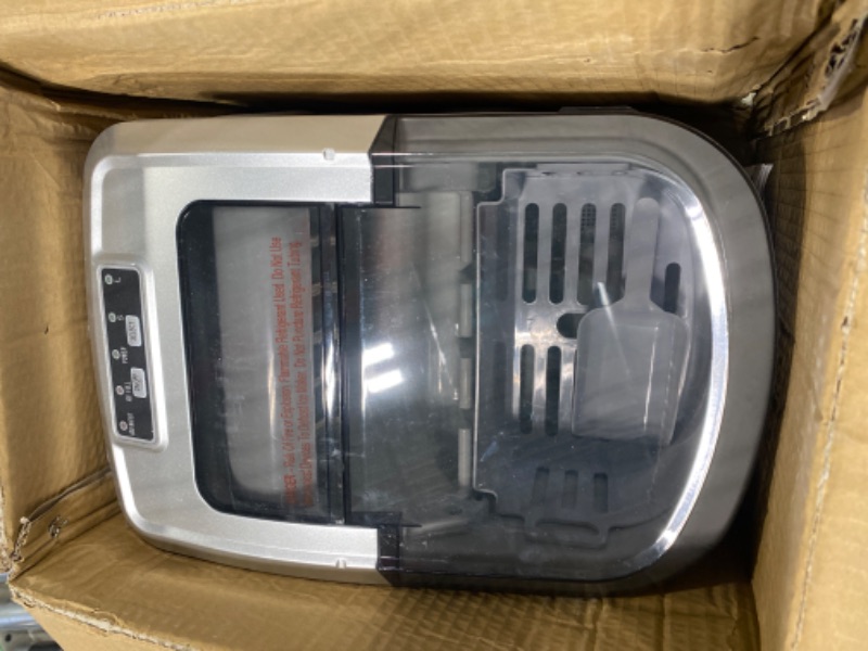 Photo 1 of VIVOHOME Electric Portable Compact Countertop Automatic Ice Cube Maker Machine with Hand Scoop 10 Ice Bags and Self Cleaning Function 27lbs/Day Silver Bullet Ice - 27lbs Silver