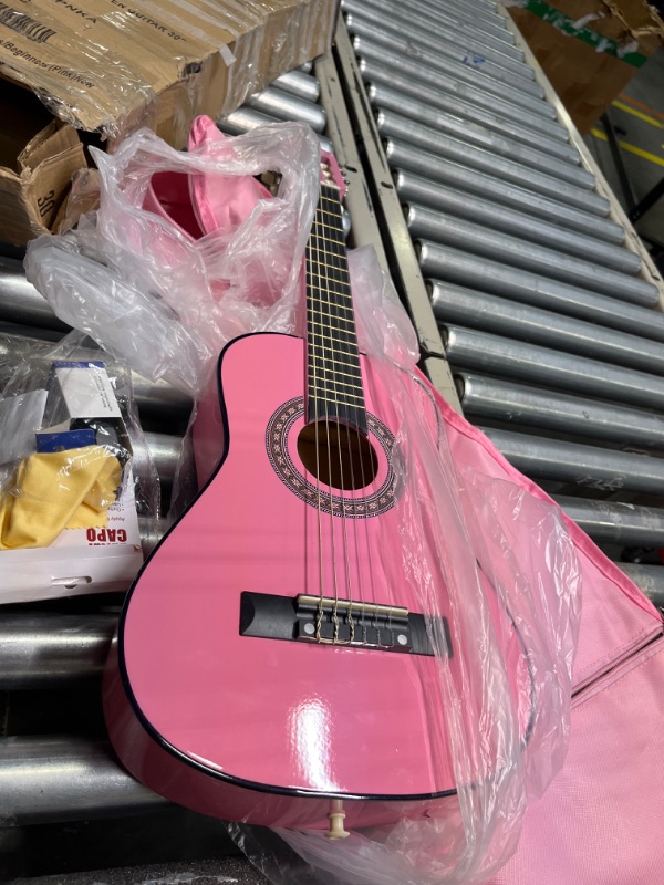 Photo 3 of 30" Wood Classical Guitar with Case and Accessories for Kids/Girls/Boys/Beginners (Pink) Right Handed Pink