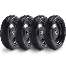 Photo 1 of 13” Flat-Free Wheelbarrow Tires - Includes 4 Replacement Wheels, Cotter Pins and Washers - Easy Installation, Compatible with Gorilla Carts, Trolleys, Generators and More - Steerling Tire Co. 4 Pack