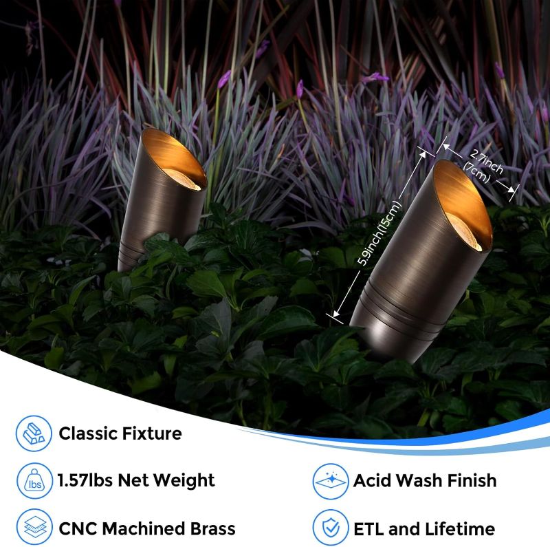 Photo 1 of 
Gardencoin Solid Brass Outdoor Landscape Spotlight, Heavy Duty 12V Low Voltage Landscape Lighting, LED Spot Light Fixture Waterproof, Bronze Uplight 2pck