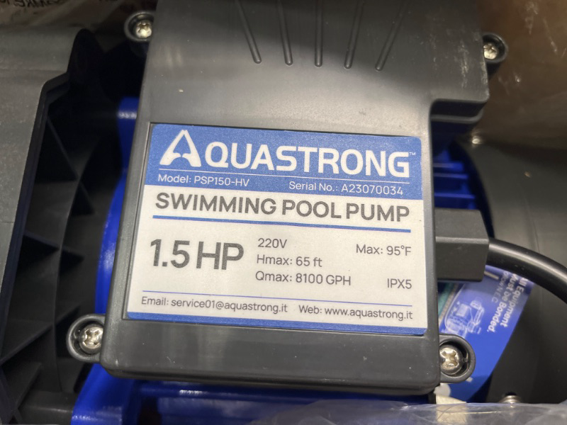 Photo 5 of AQUASTRONG Model: PSP150-HV Serial No.: A23070034 SWIMMING