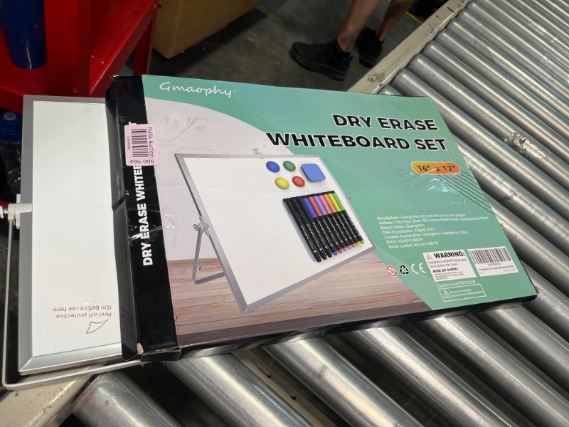 Photo 3 of double sided dry erase whiteboard set 16x12   **one side has damage**