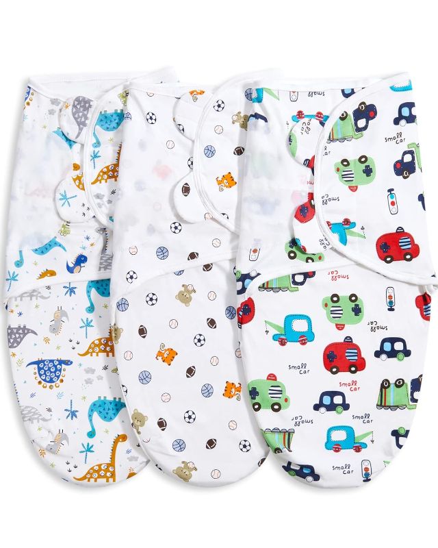 Photo 1 of Baby Swaddle Blankets for Baby Boy Girl 3-6 Months ,Hypoallergenic Skin-Friendly Baby Swaddle,Cute Little Soccer Ball, Dinosaur, Adjustable Newborn Swaddles Sleep Sack,Baby Swaddle Sack,3 Pack
