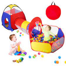 Photo 1 of GeerWest 3 in 1 Kids Play Tent for Toddler with Baby Ball Pit and Play Tunnel, Children Indoor Outdoor Playhouse with Climbing Tunnel Toy for Toddlers, Boys and Girls Best Birthday Gifts