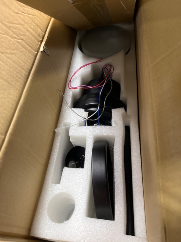 Photo 1 of Obabala 52''Gray Ceiling Fan with LED Light Remote Control Modern Ceiling Fan 3 Walnut Wood Blades -6 Speeds -Reversible Quiet DC Motor and Matte Black 52-inch Grey blades black body