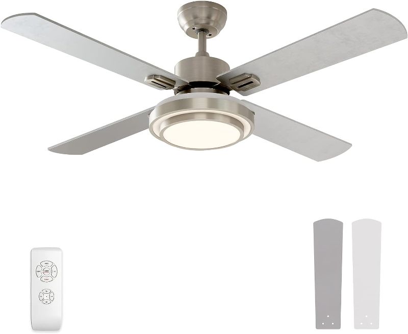 Photo 1 of warmiplanet Ceiling Fan with Lights Remote Control, 52 Inch, Brushed Nickel Motor (4-Blades)
