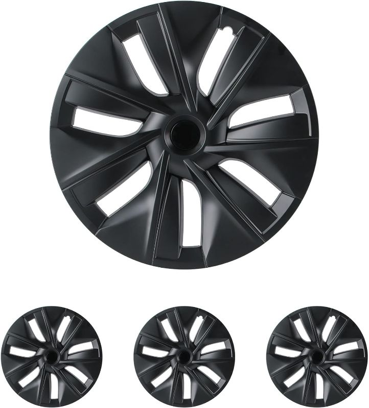 Photo 1 of YIZBAP 4PCS Tesla Model Y Hubcaps - 19 Inch Matte Black Gemini Style Wheel Cover Hub Cap Fit 2020-2023 Model Y