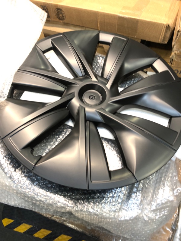 Photo 3 of YIZBAP 4PCS Tesla Model Y Hubcaps - 19 Inch Matte Black Gemini Style Wheel Cover Hub Cap Fit 2020-2023 Model Y