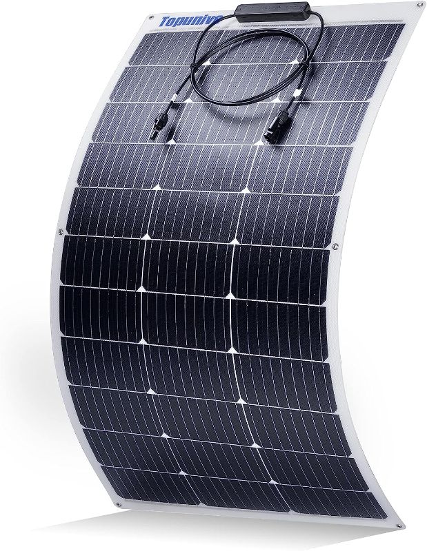 Photo 1 of 100W 12V Flexible Solar Panel 9BB Monocrystalline Cell 12 Volt Semi-Flexible for Marine RV Trailer Boat Cabin Van Car Uneven Surfaces 12V Battery Charge