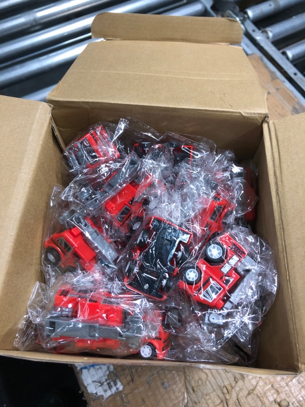 Photo 1 of 48 Pcs Mini Pullback Fire Truck Toy Small Pull Back Firetruck Plastic Fire Engine Toy Trucks Firefighter Birthday Party Supplies, Fireman Favors Goodie Bag Fillers, 4 Styles