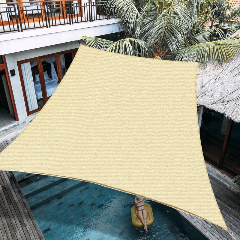 Photo 1 of 10' x 13' Beige Rectangle Sun Shade Sail Sun Block Canopy Awning Commercial Grade