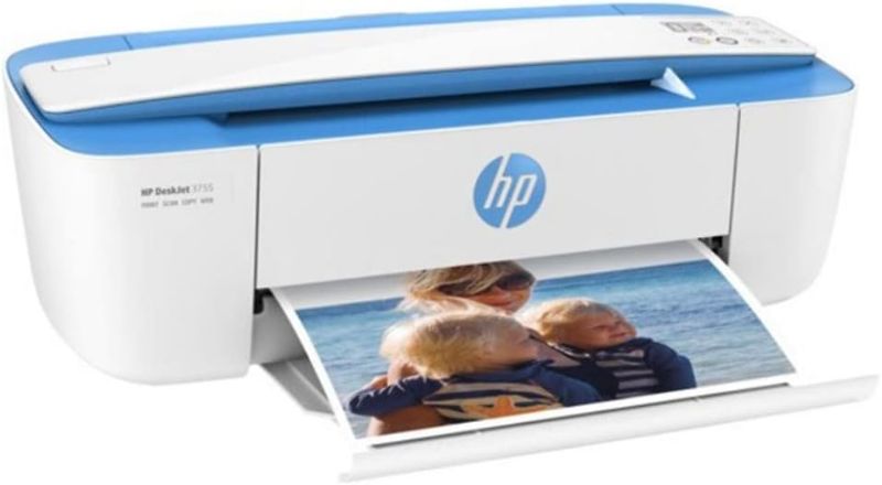 Photo 1 of HP DeskJet 3755 Compact All-in-One Wireless Printer - Blue Accent (J9V90A)