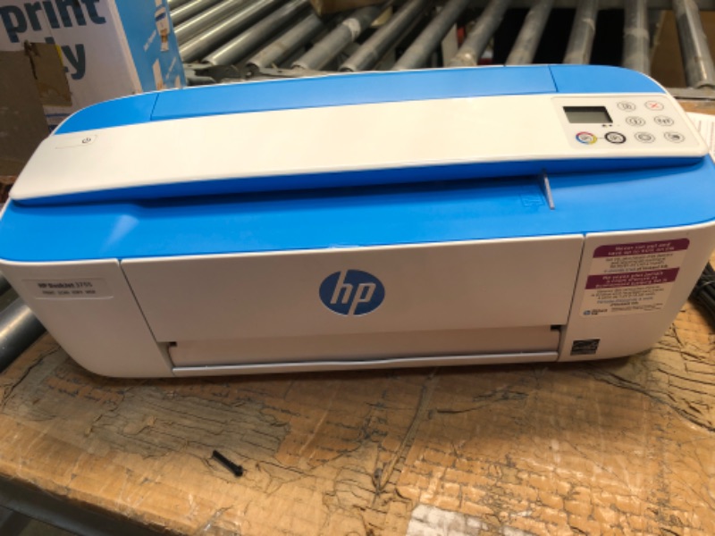 Photo 3 of HP DeskJet 3755 Compact All-in-One Wireless Printer - Blue Accent (J9V90A)