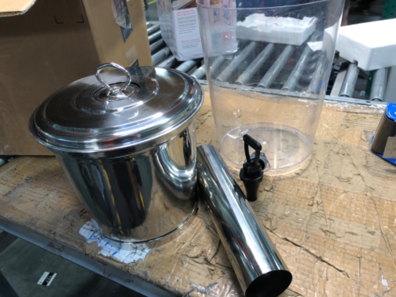 Photo 3 of  Beverage Dispenser with Spigot, Round, Plastic Container and Optional Infuser Tube, Stainless Steel Base and Lid, 