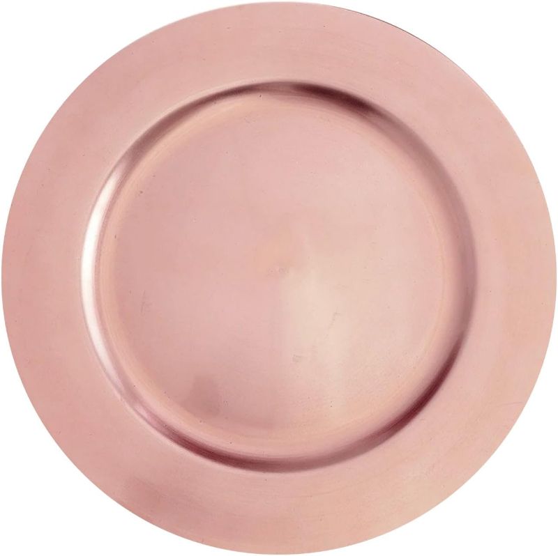 Photo 1 of 24 pcs 13" Rose Gold Round Charger Plate Dinner Chargers for Tabletop Decor Holiday Wedding Catering Event Decoration