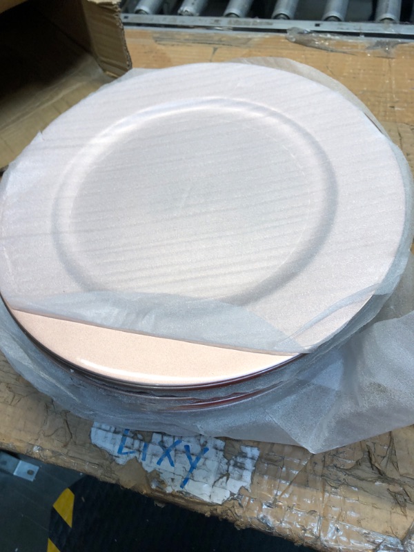 Photo 3 of 24 pcs 13" Rose Gold Round Charger Plate Dinner Chargers for Tabletop Decor Holiday Wedding Catering Event Decoration