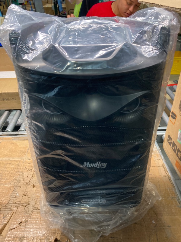 Photo 1 of Moukey Karaoke Machine, PA System Subwoofer, Portable Bluetooth Speaker w/ 2 Wireless Microphones, Lyrics Display Holder, Party Lights & Echo/Treble/Bass Adjustment, Support TWS/REC/AUX/MP3/USB/TF/FM 10" Subwoofer