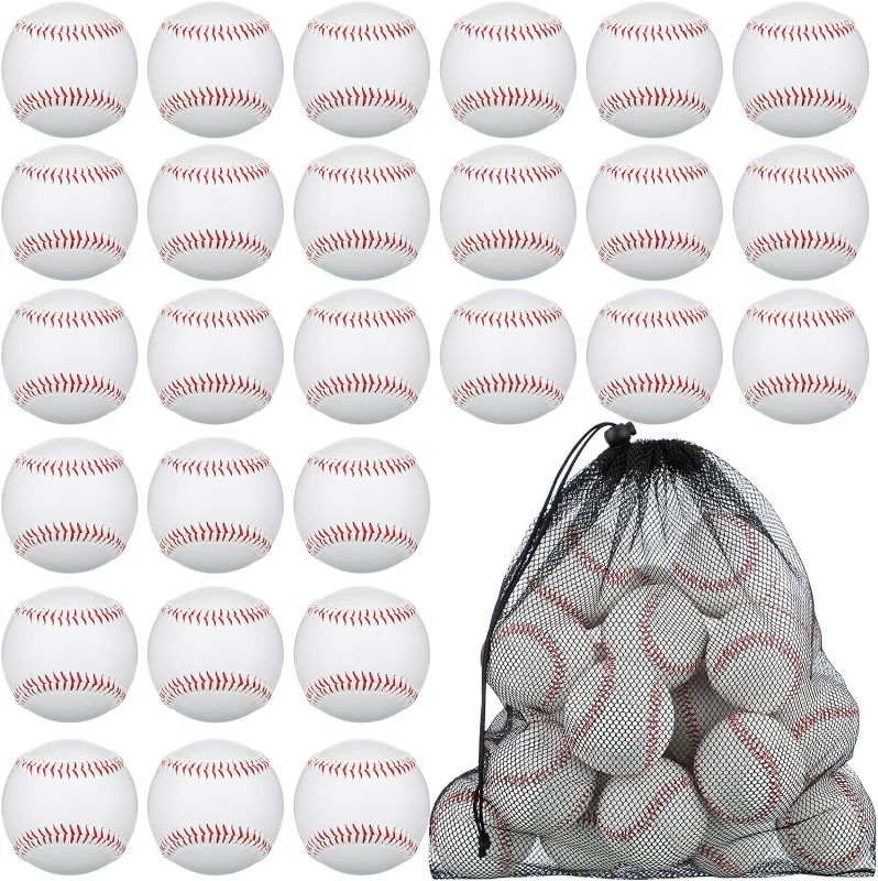 Photo 1 of 36 Pieces Baseball Bulk Standard Size Practice Baseballs with Mesh Bag Set Training Game Blank Softballs for Hitting Throwing Batting Fielding Pitching Kids Youth Teenager Adult, 9 Inches