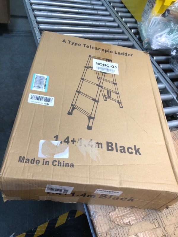 Photo 1 of RIKADE Telescoping Ladder, Heavy Duty A-Frame Aluminum Telescopic Ladder, Lightweight Extension Ladder Adjustable Portable Folding Ladder for Home, 330lb Capacity Black 1.4+1.4m