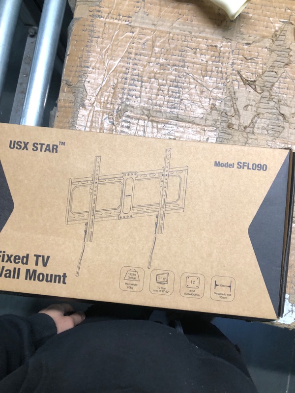 Photo 2 of Fixed TV Wall Mount for 37-82 Inch TVs, Low Profile TV Mount Fits 16", 18", 24" Studs, Wall Mount TV Bracket with Quick Release Lock, Max VESA 600x400mm, Holds up to 132 lbs by USX STAR