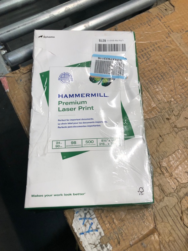 Photo 2 of Hammermill Laser Print Paper,24 lb.,98 GE, 8-1/2"X14", 500 Sht/RM, WE (104612)