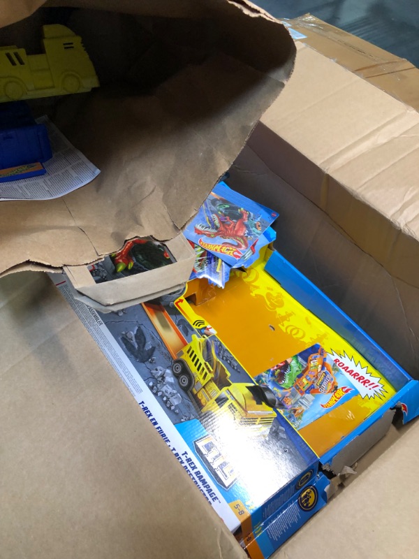 Photo 1 of Hot Wheels T-Rex Rampage Track Set , Works With Hot Wheels City Sets, Toys for Boys Ages 5 to 10