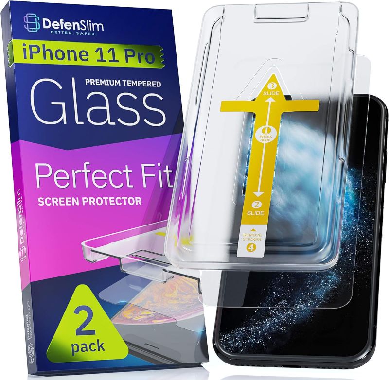 Photo 1 of iPhone 11 Pro Screen Protector [2-Pack] with Easy Auto-Align Install Kit - Tempered Glass for iPhone 11 Pro (5,8") - New Glass with Your Next Phone