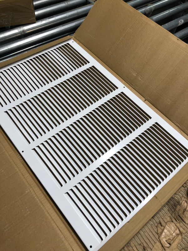 Photo 3 of 24" x 10" Steel Return Air Grille | HVAC Vent Cover Grill for Wall, Sidewall and Ceiling | Air Return Vent Covers, White (Screws Included) | Outside Dimensions: 25.75"W x 11.75"H