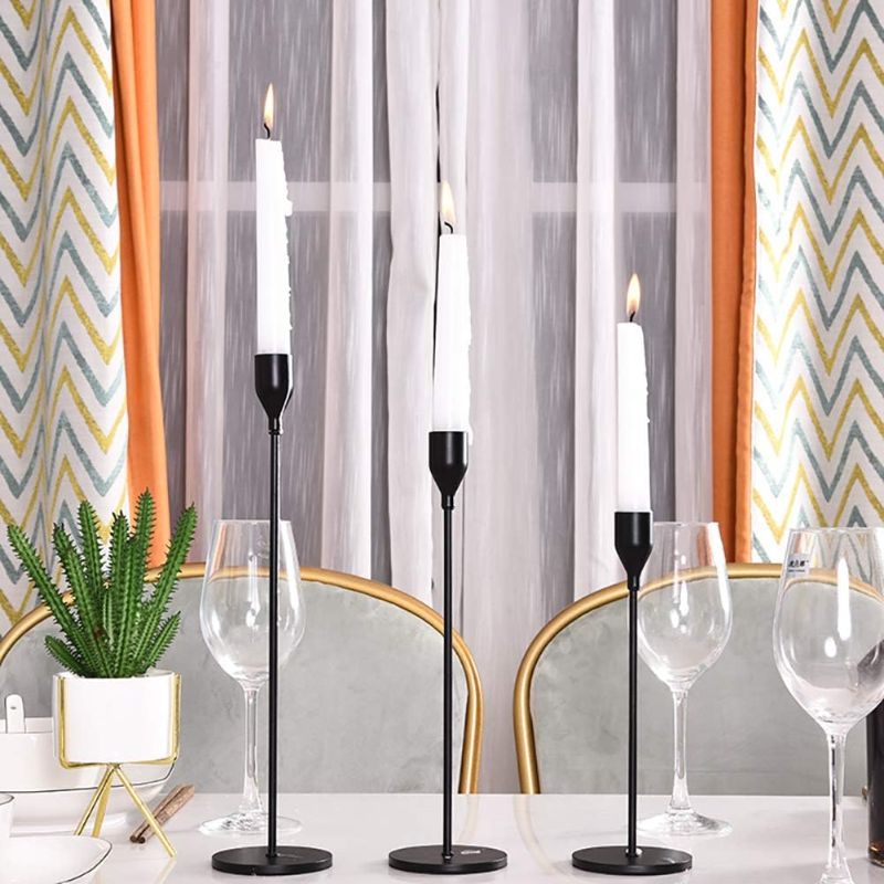 Photo 1 of  Matte Black Candle Holders Set of 3 for Taper Candles, Decorative Candlestick Holder for Wedding, Dinning, Party, Fits 3/4 inch Thick Candle&Led Candles (Metal Candle Stand)